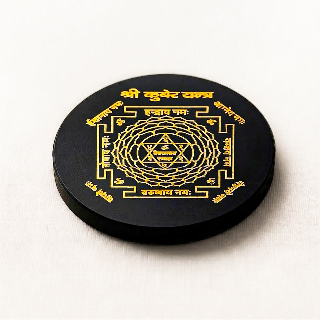 Black Agate Round Charging Plate – Shri Kuber Yantra