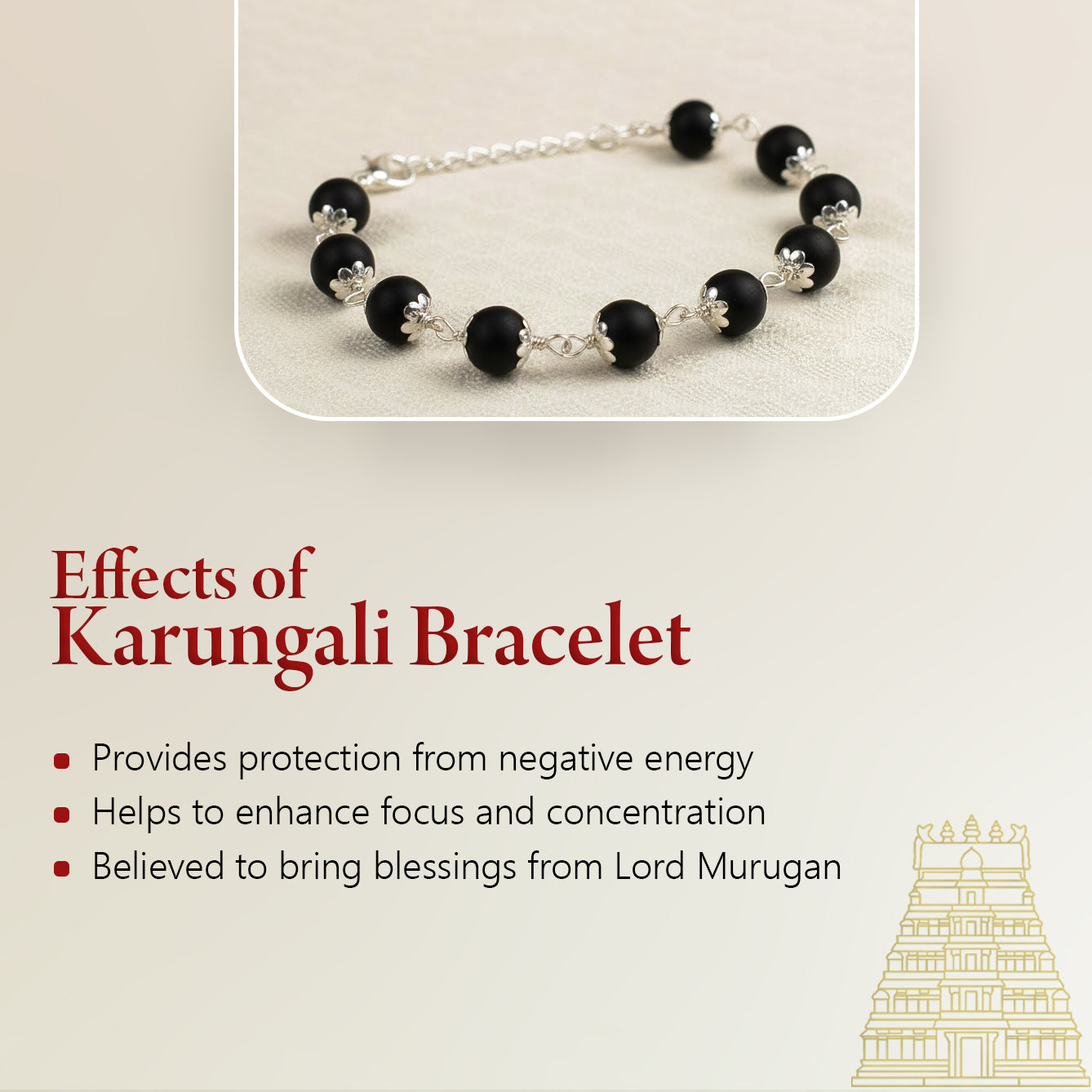 Natural Karungali Bracelet for Protection & Spiritual Energy (8mm beads)
