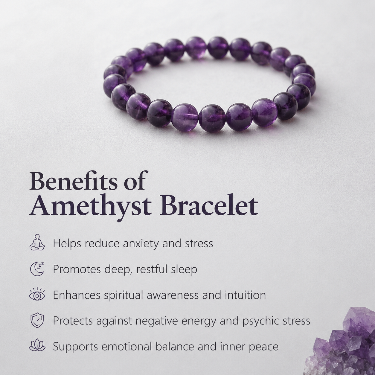 Natural Amethyst Bracelet for Calm & Stress Relief