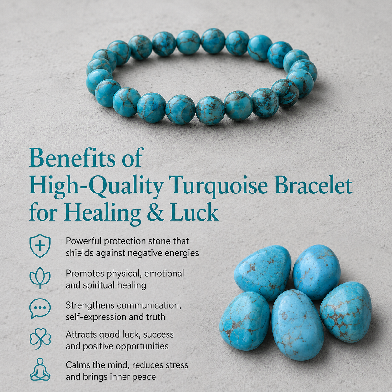 High-Quality Turquoise Bracelet for Healing & Luck
