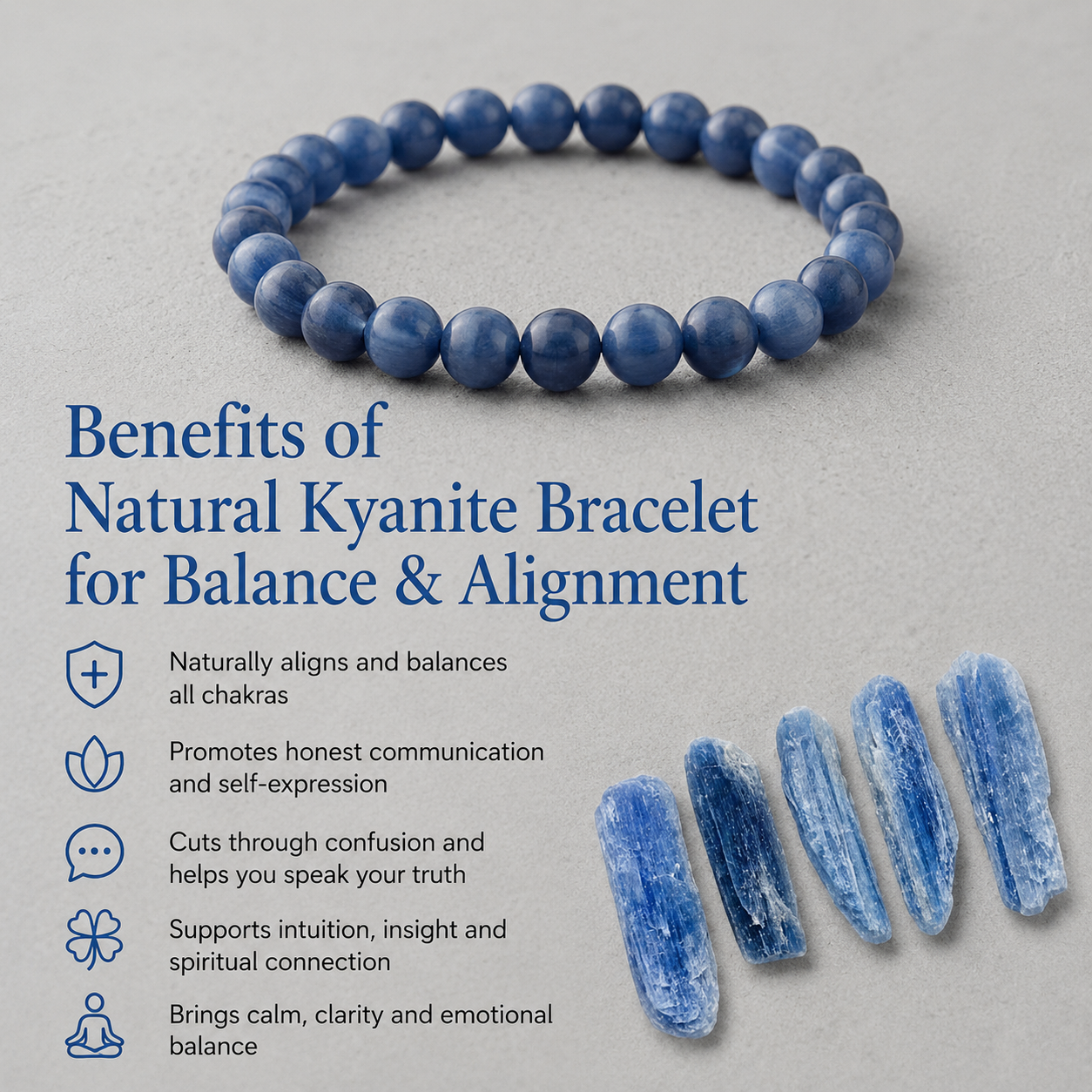 Natural Kyanite Bracelet for Balance & Alignment