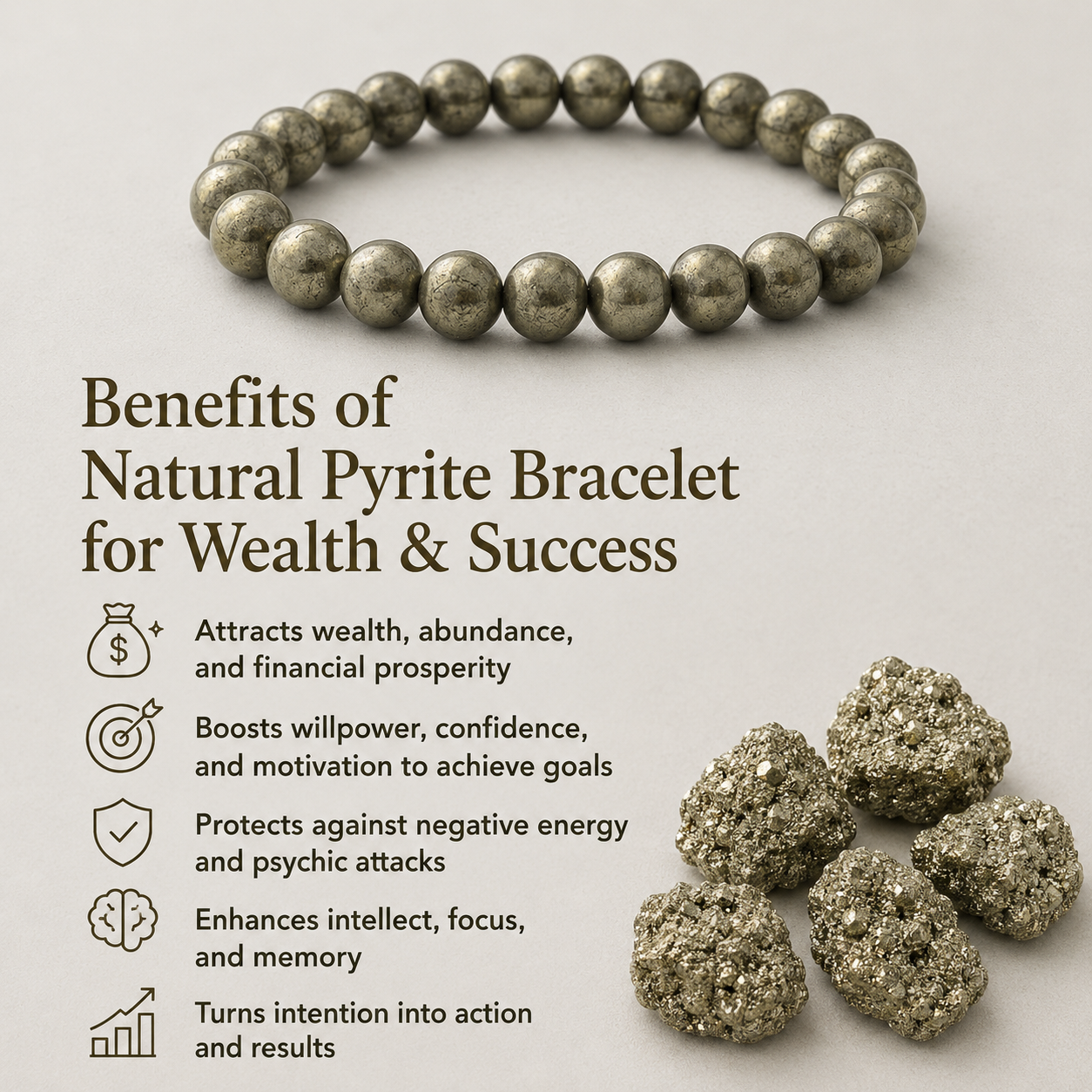 Natural Pyrite Bracelet for Wealth & Success