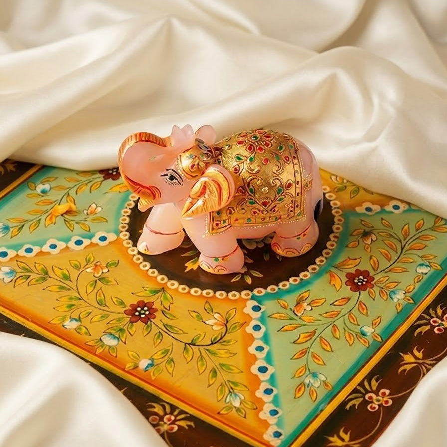 Rose Quartz Elephant Figurine
