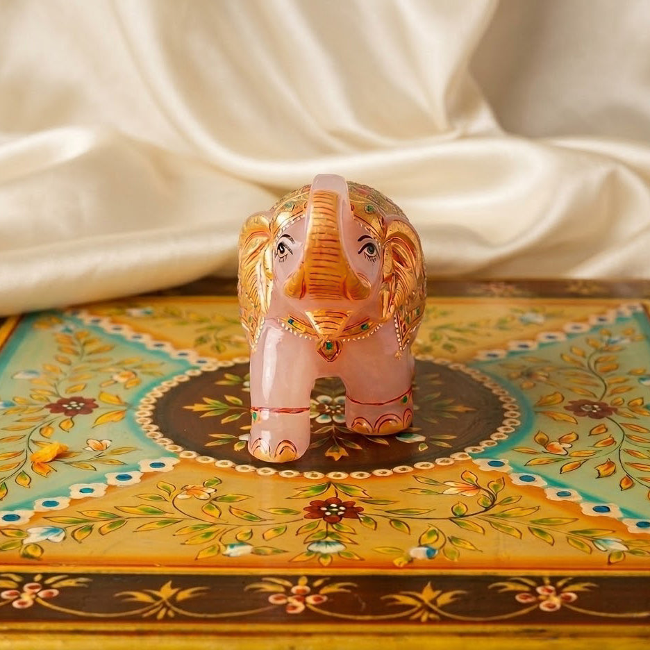 Rose Quartz Elephant Figurine