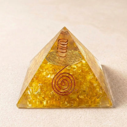 Citrine Orgonite Pyramid for Wealth & Success