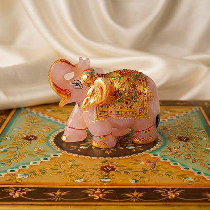 Rose Quartz Elephant Figurine