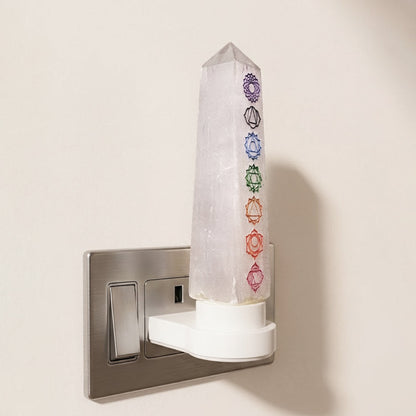 Selenite Night Lamp – 7 Chakra Energy Tower for Balance & Healing