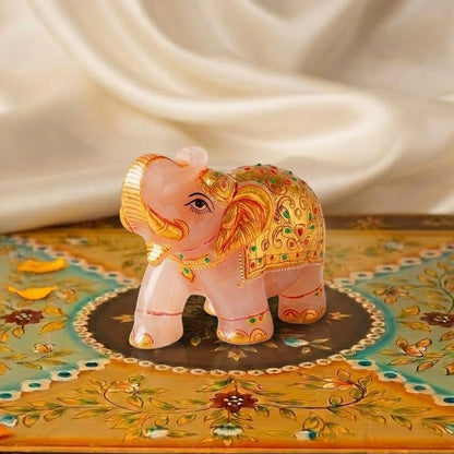 Rose Quartz Elephant Figurine