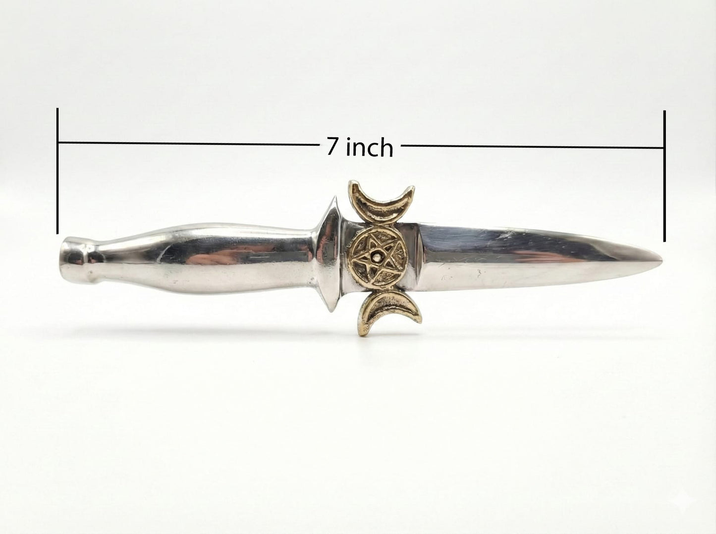 Aluminum Athame Knife with Triple Moon Symbol – 7 Inch