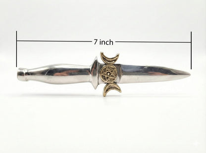 Aluminum Athame Knife with Triple Moon Symbol – 7 Inch