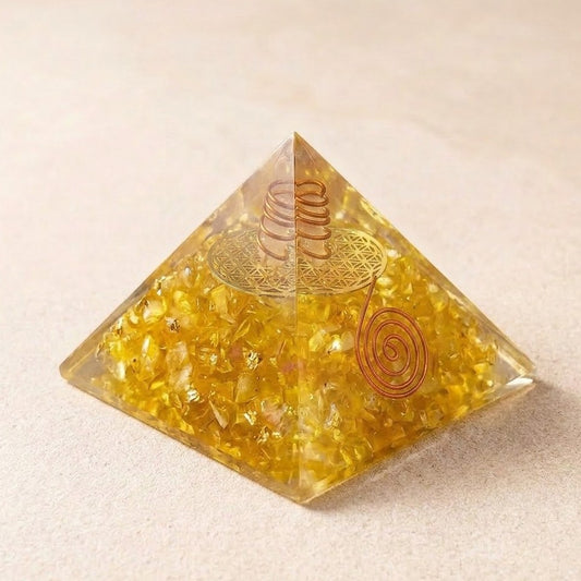 Citrine Orgonite Pyramid for Wealth & Success
