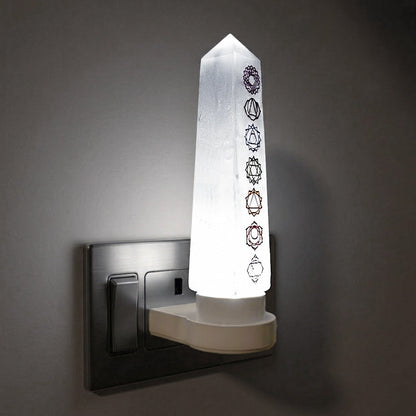 Selenite Night Lamp – 7 Chakra Energy Tower for Balance & Healing