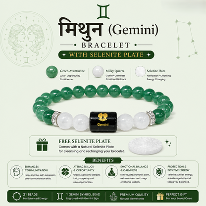 Gemini Bracelet on Selenite Plate - product flat lay