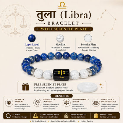 Libra Bracelet flat lay with Selenite Plate
