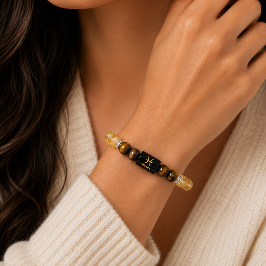 Pisces Zodiac Bracelet worn on wrist - lifestyle shot