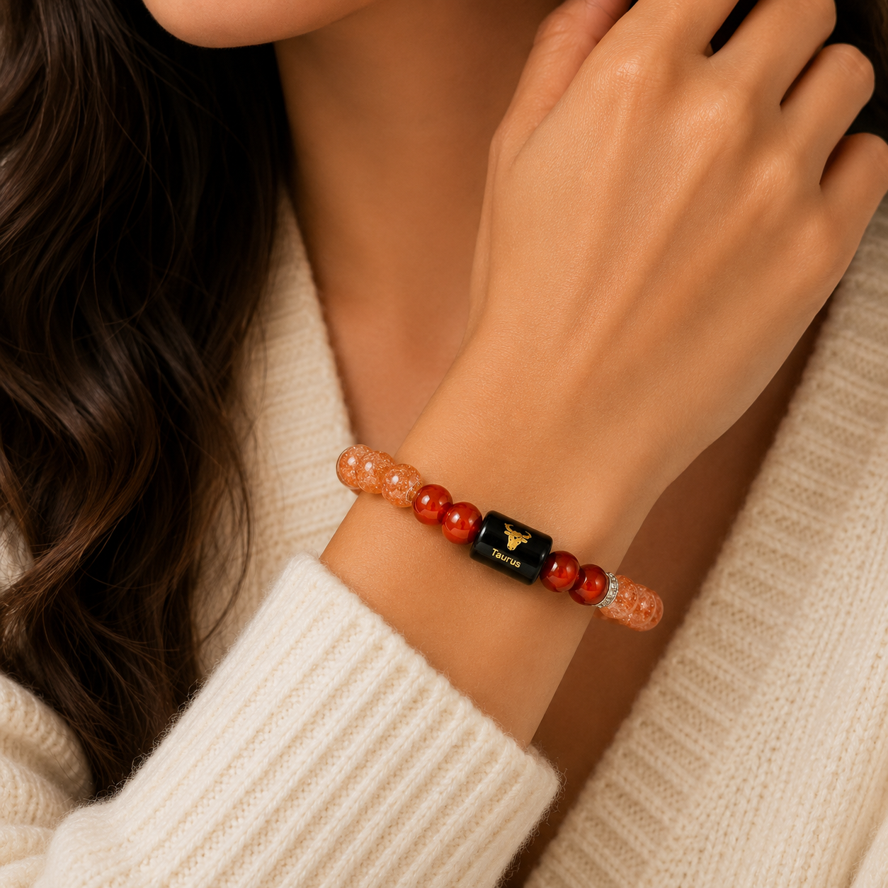 Taurus Zodiac Bracelet worn on wrist - lifestyle shot