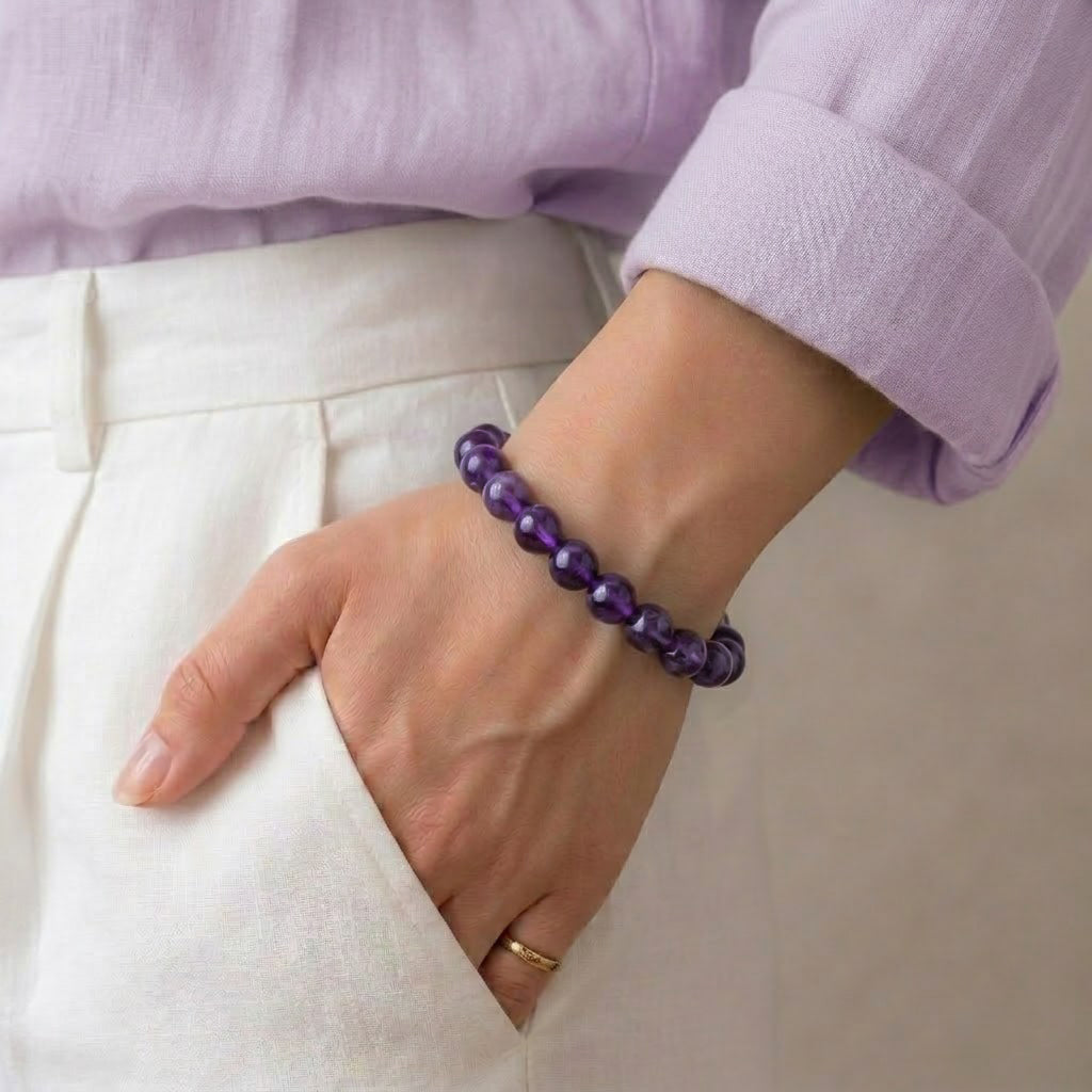 Natural Amethyst Bracelet for Calm & Stress Relief
