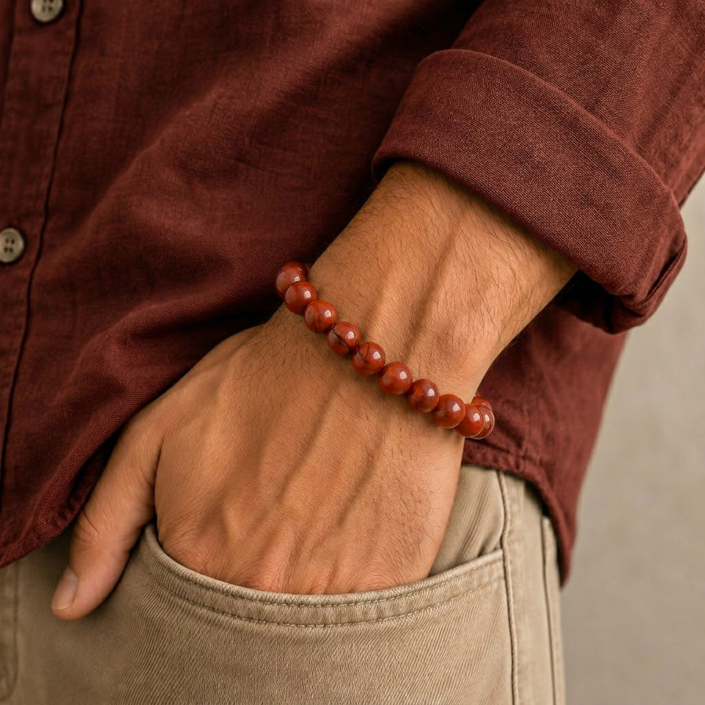 Natural Red Jasper Bracelet for Grounding & Strength