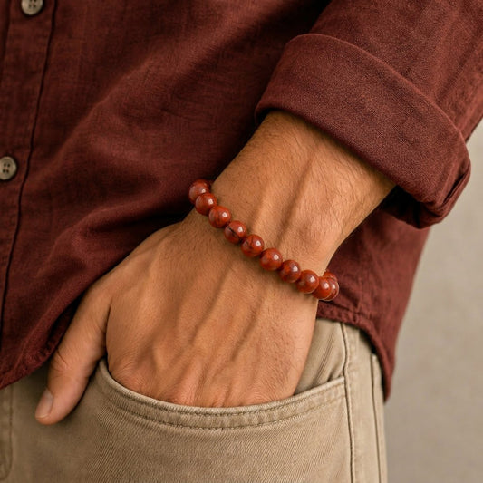 Natural Red Jasper Bracelet for Grounding & Strength