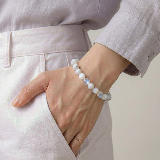 Natural Rainbow Moonstone Bracelet for Intuition