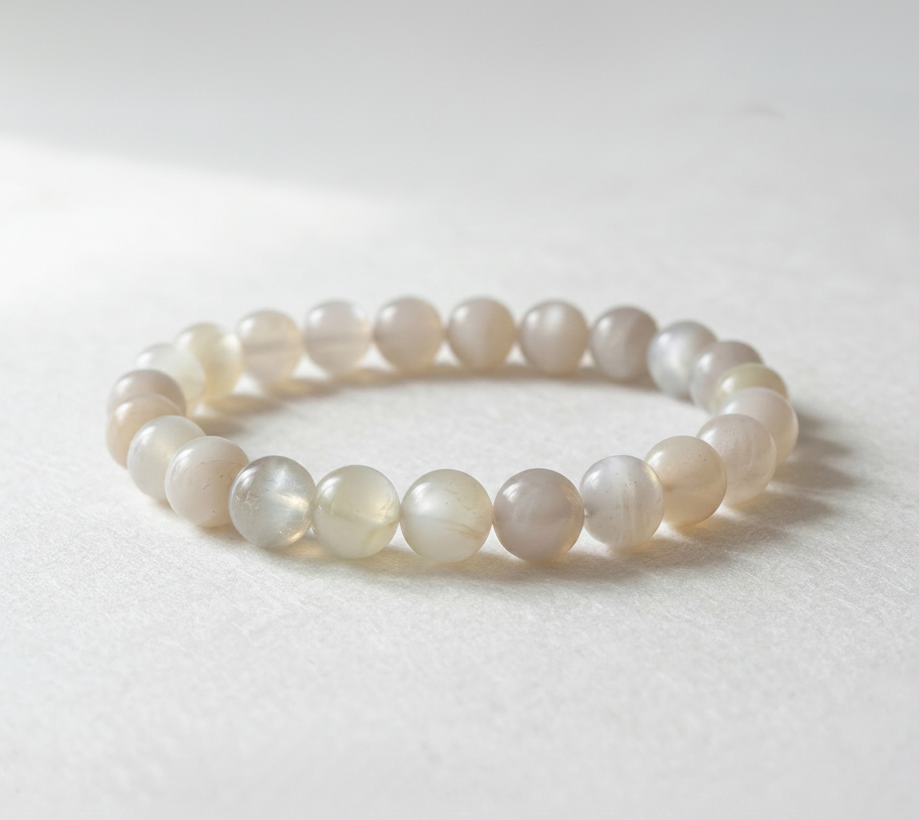 Natural White Moonstone Bracelet for Calm & Balance
