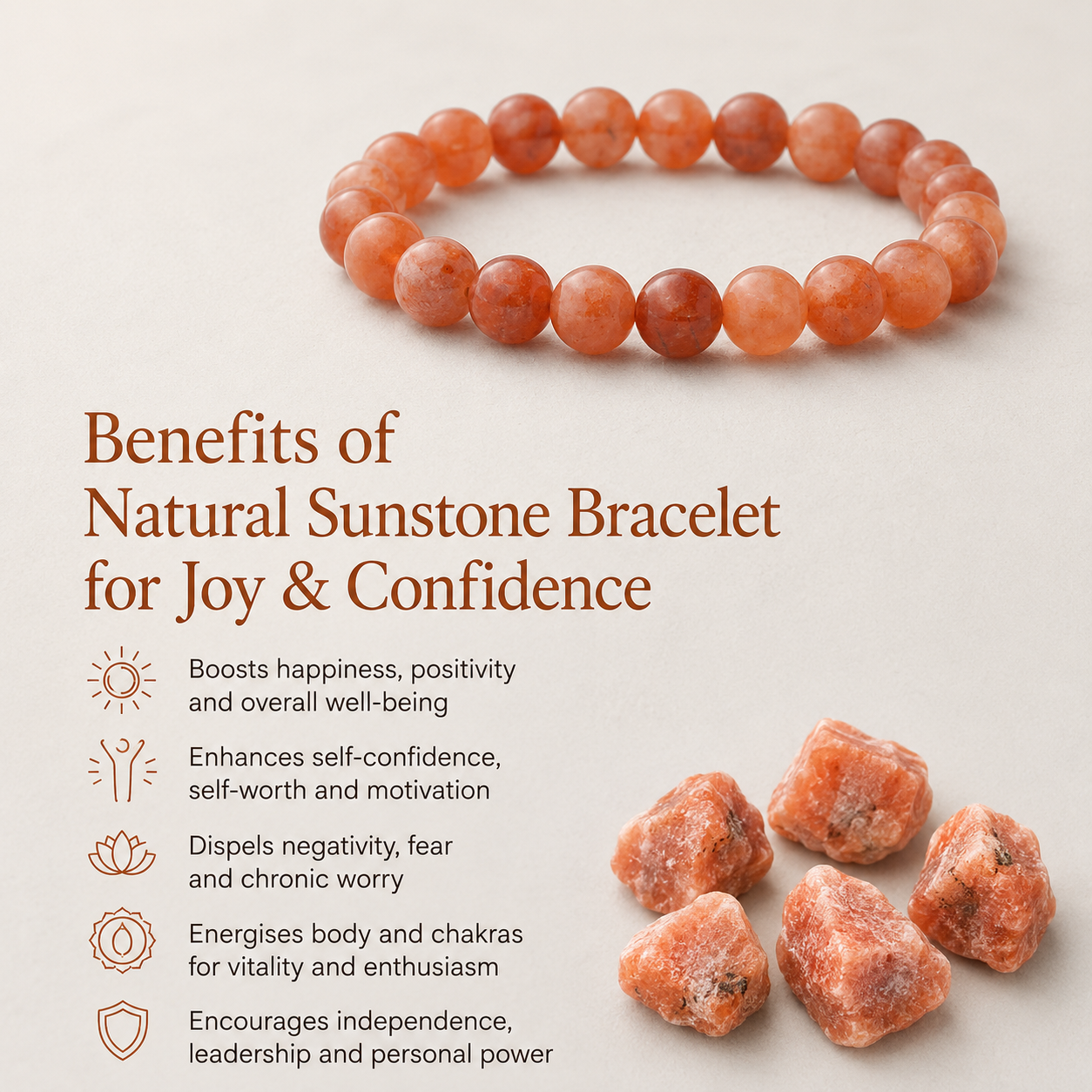 Natural Sunstone Bracelet for Joy & Confidence