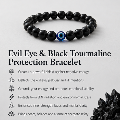 Evil Eye & Black Tourmaline Protection Bracelet