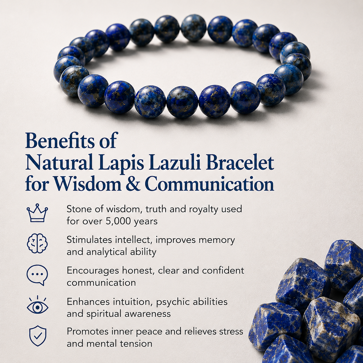 Natural Lapis Lazuli Bracelet for Wisdom & Communication