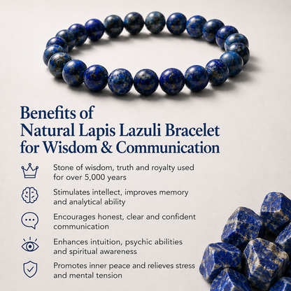 Natural Lapis Lazuli Bracelet for Wisdom & Communication