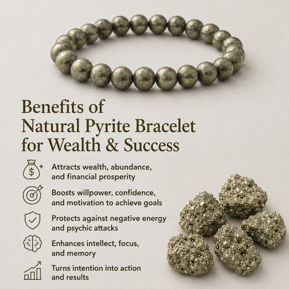 Natural Pyrite Bracelet for Wealth & Success