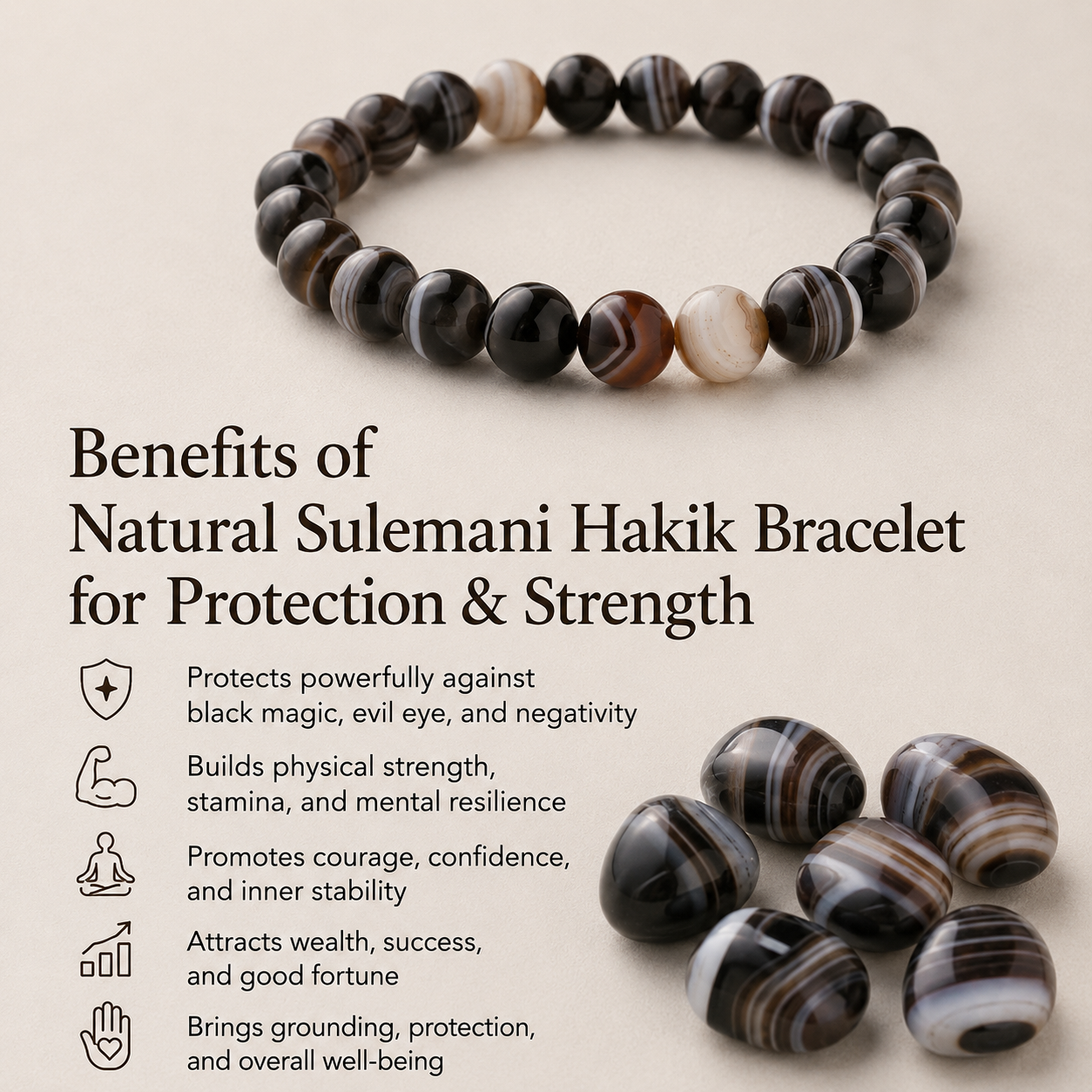 Natural Sulemani Hakik Bracelet for Protection & Strength
