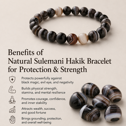 Natural Sulemani Hakik Bracelet for Protection & Strength