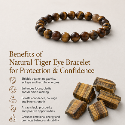Natural Tiger Eye Bracelet for Protection & Confidence