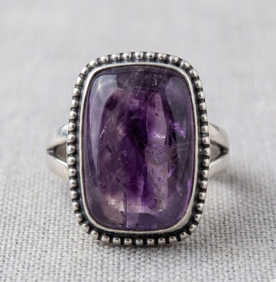 Amethyst German Silver Ring