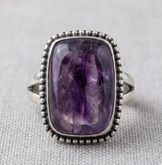 Amethyst German Silver Ring